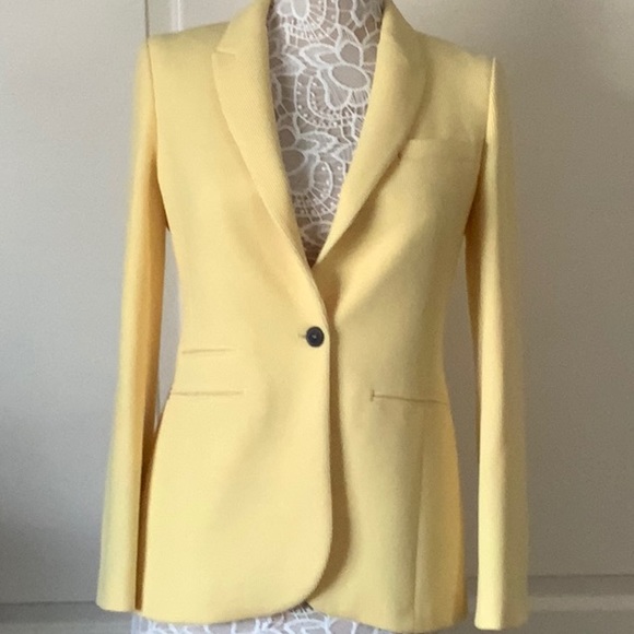 Zara Yellow Textured Knit SingleButton Blazer Sz S - Picture 1 of 10